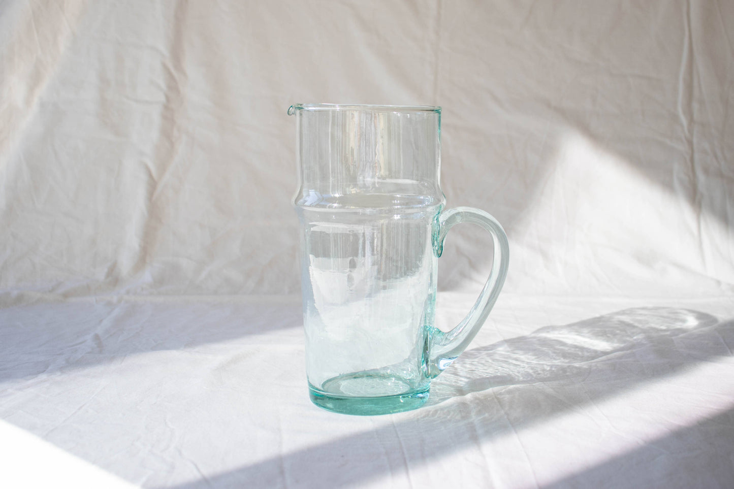 Moroccan Beldi Pitcher with Handle, Handblown recycled glass