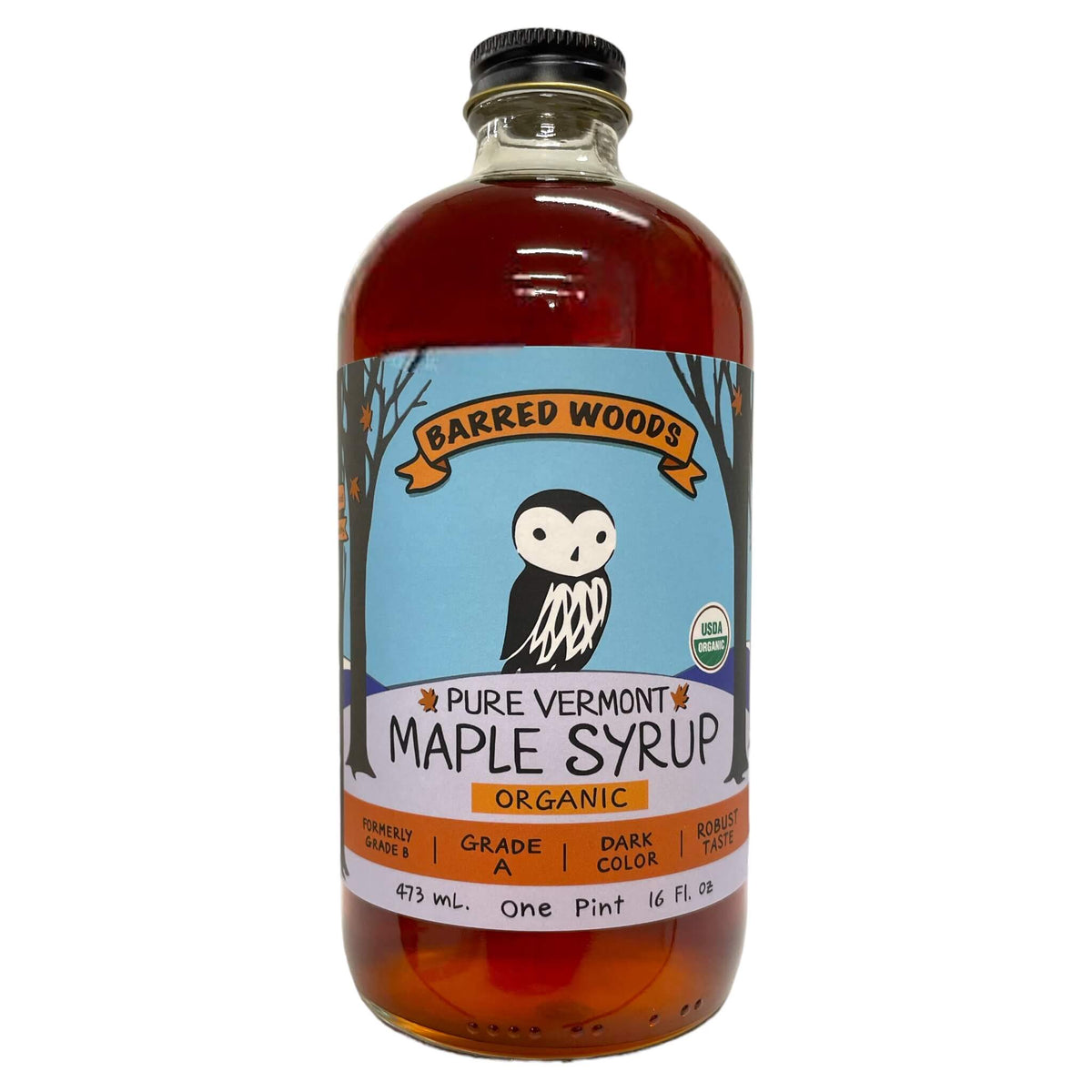 Glass Bottle of Pure Vermont Organic Maple Syrup
