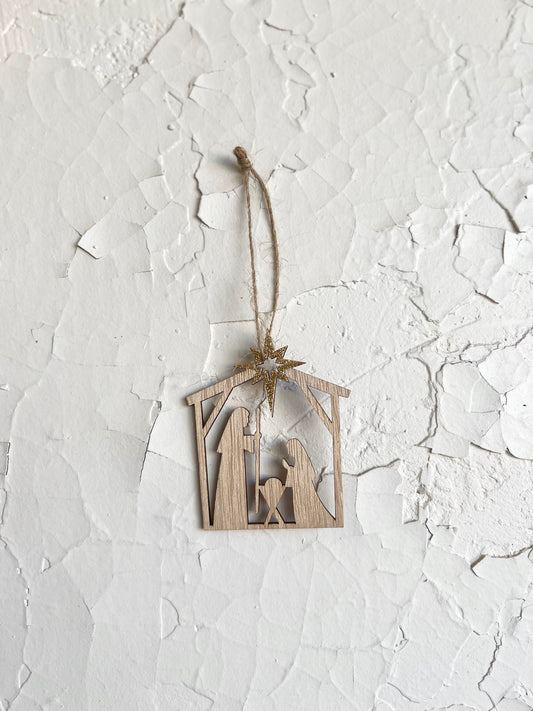 Wooden Nativity Ornament