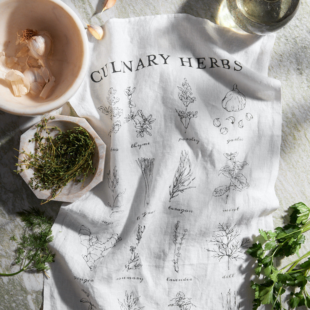 Culinary Herbs Tea Towel