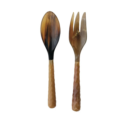 Natural Horn Salad Servers Set