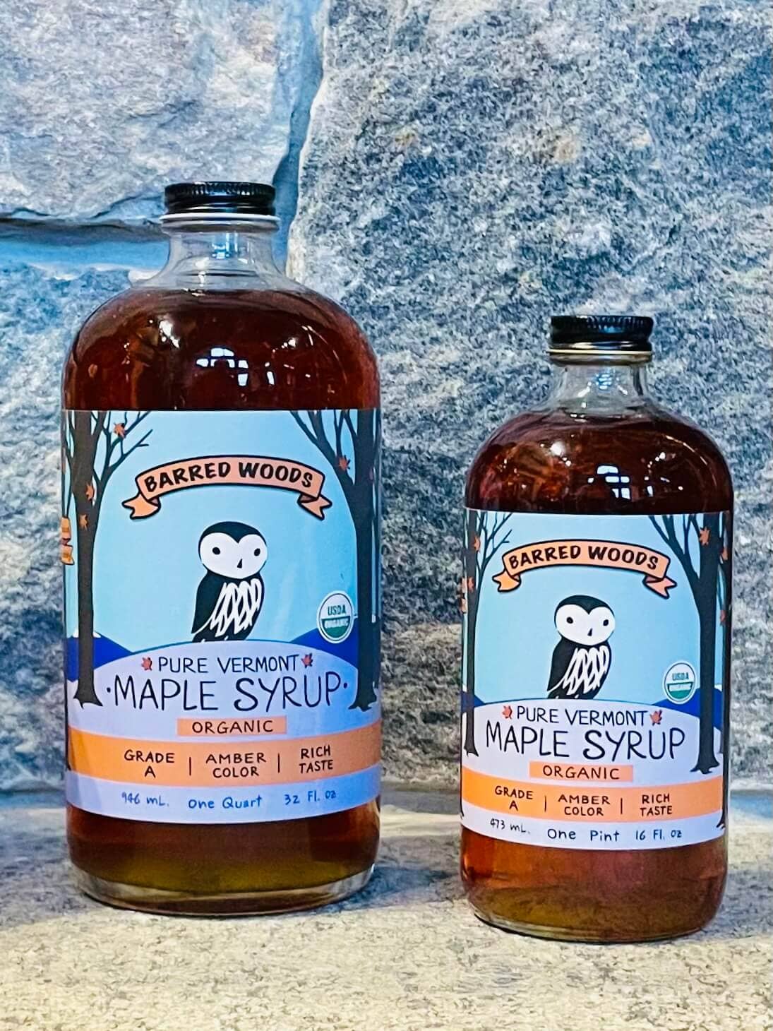 Glass Bottle of Pure Vermont Organic Maple Syrup