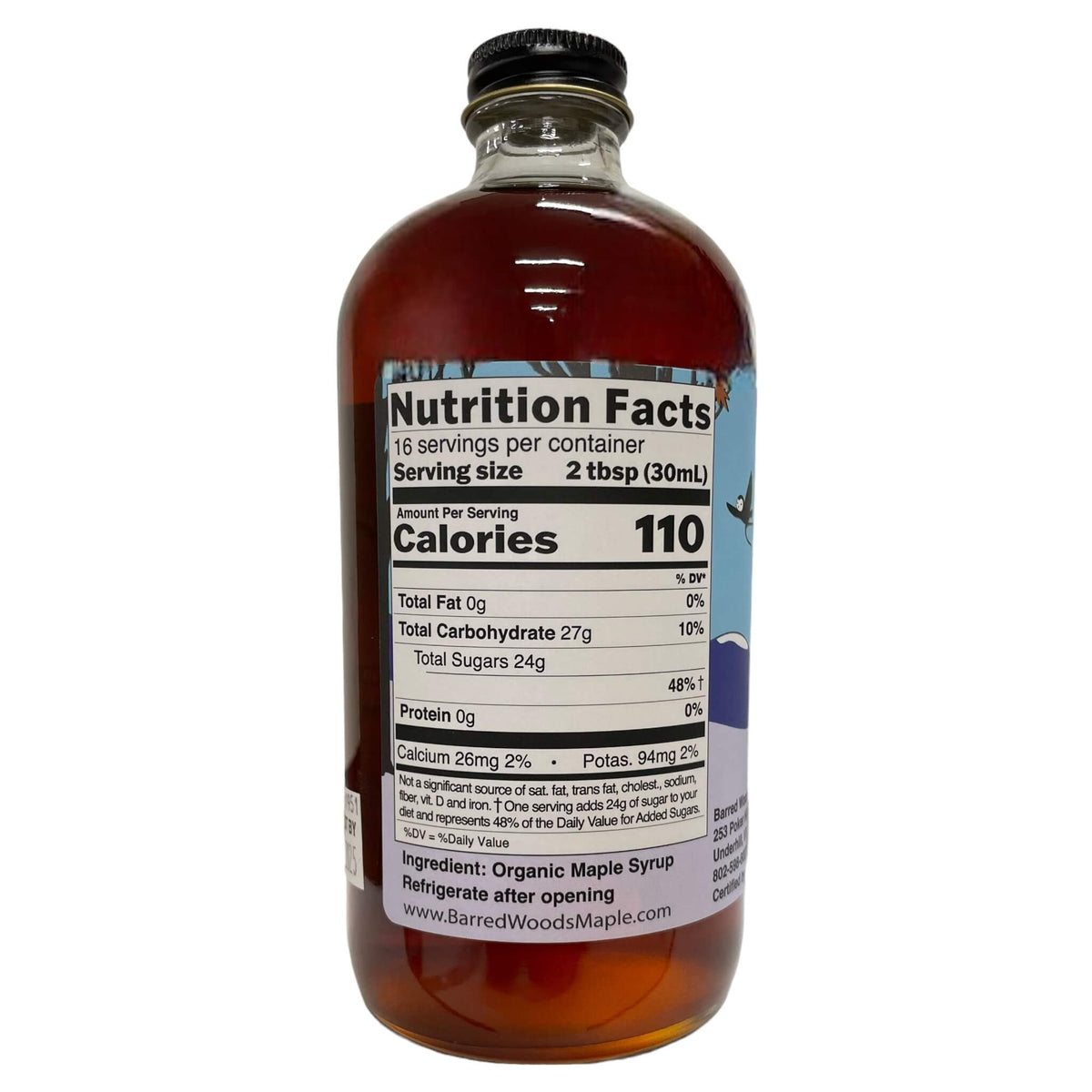 Glass Bottle of Pure Vermont Organic Maple Syrup