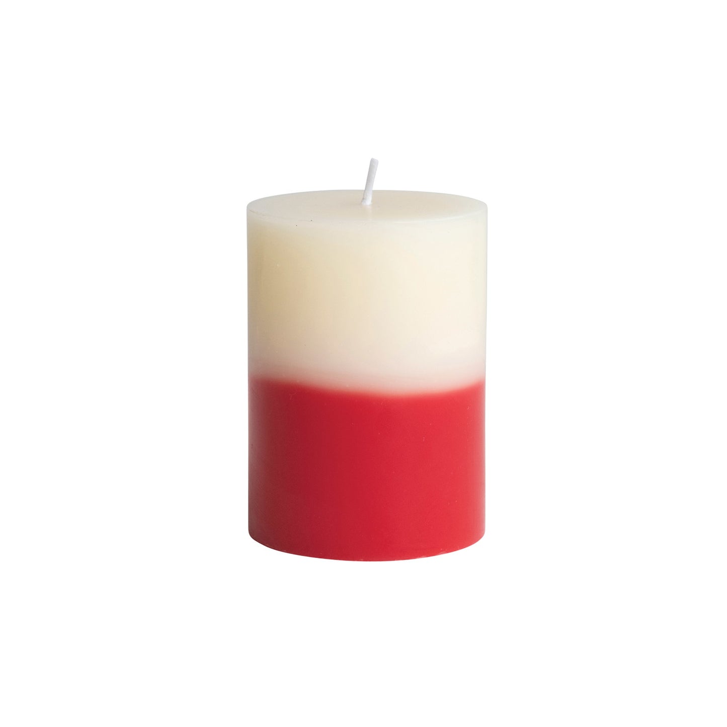 Cream & Red Unscented Two-Tone Pillar Candle - Small