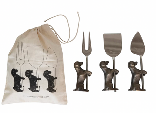 Cheese Knife set with Dog Stand